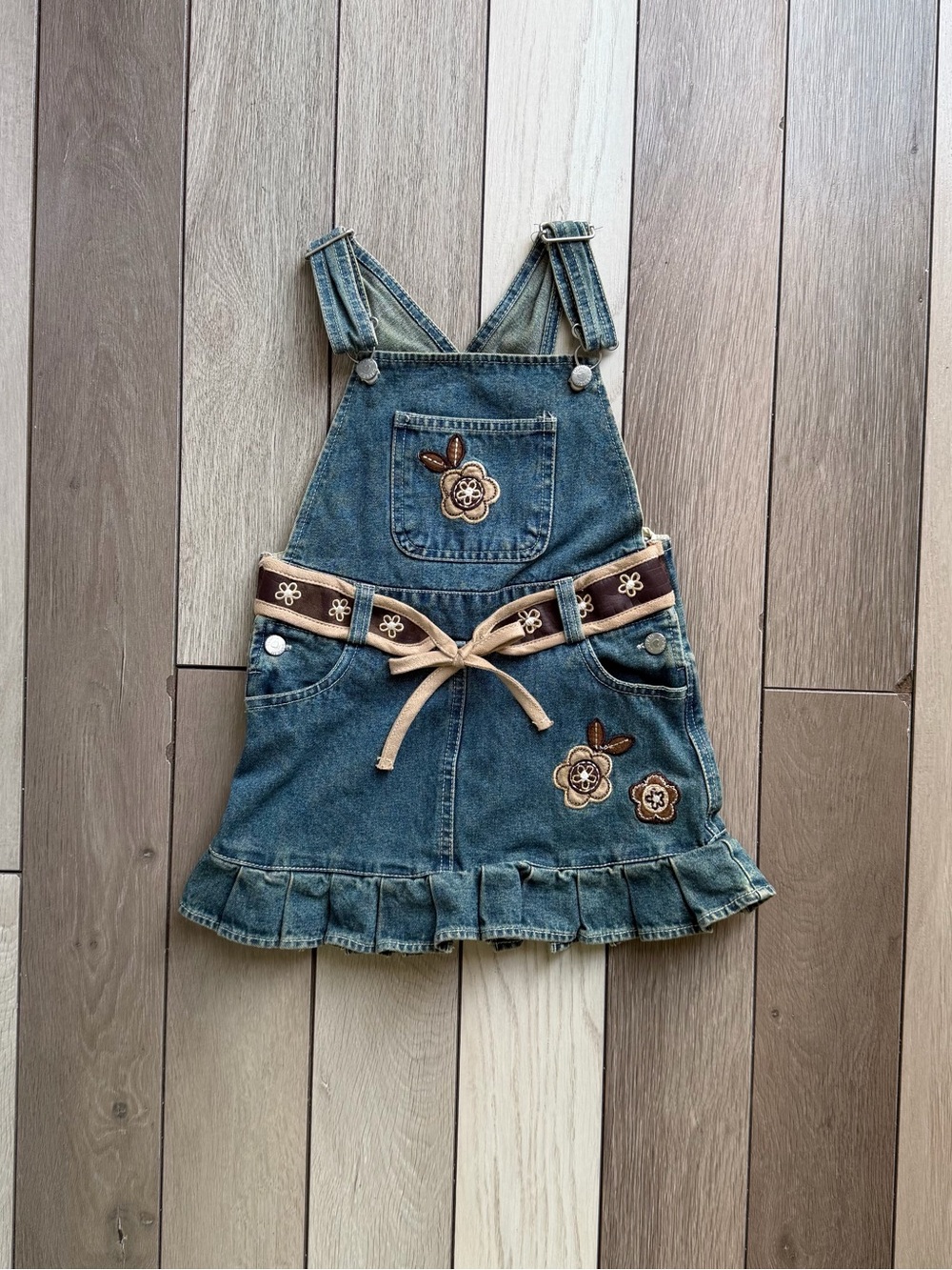 Vintage Young Hearts girl's denim overall dress